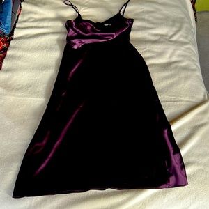 Reformation plum silk cowl neck dress